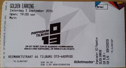 Golden Earring show ticket September 03, 2016 013 - Tilburg